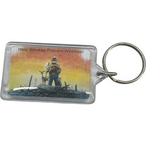 Vintage Smokey the Bear Keychain Help Prevent Forest Fires 2 Inches